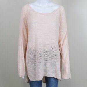 Lou & Grey Open Knit Sweater Top SIZE XL Pink/Peach